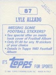 1983 Topps Stickers #87 Lyle Alzado Back