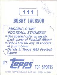 1983 Topps Stickers #111 Bobby Jackson Back