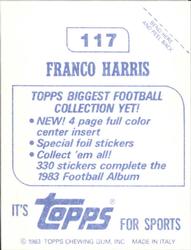 1983 Topps Stickers #117 Franco Harris Back