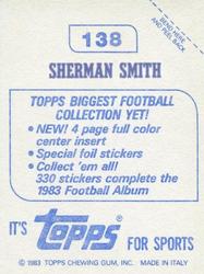 1983 Topps Stickers #138 Sherman Smith Back