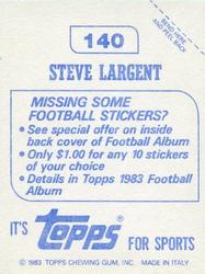 1983 Topps Stickers #140 Steve Largent Back