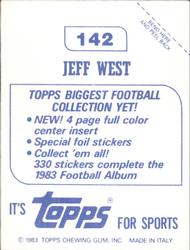 1983 Topps Stickers #142 Jeff West Back