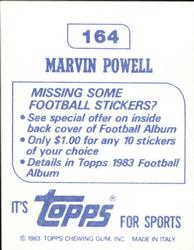 1983 Topps Stickers #164 Marvin Powell Back