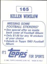 1983 Topps Stickers #165 Kellen Winslow Back