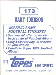 1983 Topps Stickers #173 Gary Johnson Back