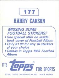 1983 Topps Stickers #177 Harry Carson Back