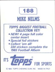 1983 Topps Stickers #188 Mike Nelms Back