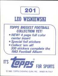 1983 Topps Stickers #201 Leo Wisniewski Back