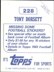 1983 Topps Stickers #228 Tony Dorsett Back