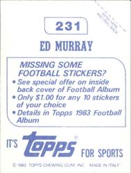 1983 Topps Stickers #231 Ed Murray Back
