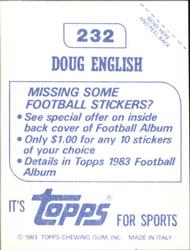 1983 Topps Stickers #232 Doug English Back