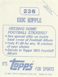 1983 Topps Stickers #236 Eric Hipple Back