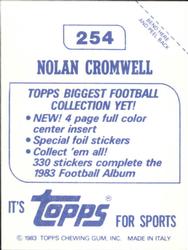 1983 Topps Stickers #254 Nolan Cromwell Back