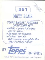 1983 Topps Stickers #261 Matt Blair Back