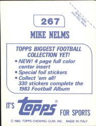 1983 Topps Stickers #267 Mike Nelms Back