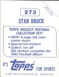1983 Topps Stickers #273 Stan Brock Back