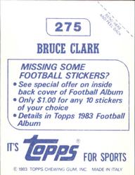 1983 Topps Stickers #275 Bruce Clark Back