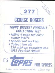 1983 Topps Stickers #277 George Rogers Back