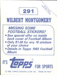 1983 Topps Stickers #291 Wilbert Montgomery Back
