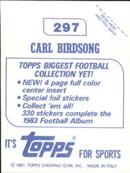 1983 Topps Stickers #297 Carl Birdsong Back
