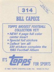 1983 Topps Stickers #314 Bill Capece Back