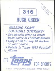 1983 Topps Stickers #316 Hugh Green Back