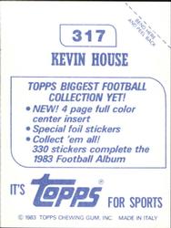 1983 Topps Stickers #317 Kevin House Back