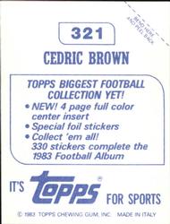1983 Topps Stickers #321 Cedric Brown Back