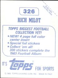 1983 Topps Stickers #326 Rich Milot Back