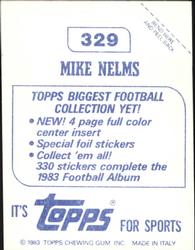 1983 Topps Stickers #329 Mike Nelms Back