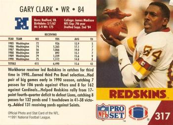 1991-92 Pro Set Super Bowl XXVI Binder #317 Gary Clark Back