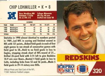 1991-92 Pro Set Super Bowl XXVI Binder #320 Chip Lohmiller Back