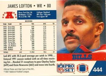 1991-92 Pro Set Super Bowl XXVI Binder #444 James Lofton Back