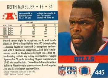 1991-92 Pro Set Super Bowl XXVI Binder #445 Keith McKeller Back