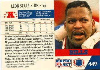 1991-92 Pro Set Super Bowl XXVI Binder #449 Leon Seals Back