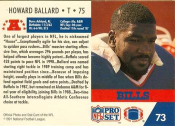 1991-92 Pro Set Super Bowl XXVI Binder #73 Howard Ballard Back