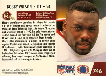 1991-92 Pro Set Super Bowl XXVI Binder #746 Bobby Wilson Back