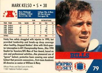 1991-92 Pro Set Super Bowl XXVI Binder #79 Mark Kelso Back