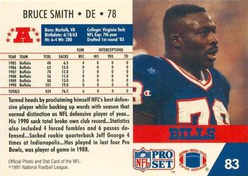 1991-92 Pro Set Super Bowl XXVI Binder #83 Bruce Smith Back
