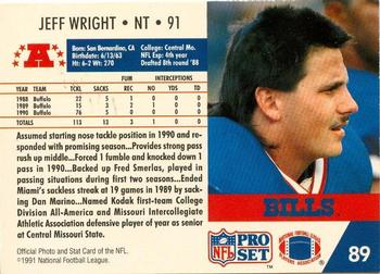 1991-92 Pro Set Super Bowl XXVI Binder #89 Jeff Wright Back