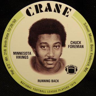 1976 Crane Discs #NNO Chuck Foreman Front