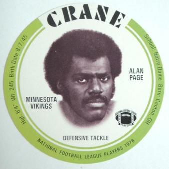 1976 Crane Discs #NNO Alan Page Front