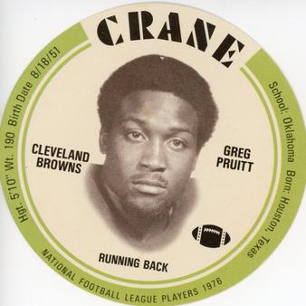 1976 Crane Discs #NNO Greg Pruitt Front