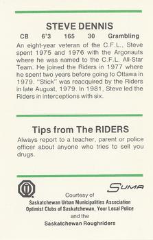 1982 Saskatchewan Roughriders Police Set #NNO Steve Dennis Back