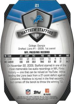 2012 Topps - Game Time Giveaway Die Cut #21 Matthew Stafford Back