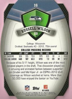2012 Topps - Game Time Giveaway Die Cut #16 Russell Wilson Back