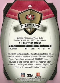 2012 Topps - Game Time Giveaway Die Cut #25 Jerry Rice Back