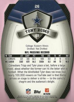 2012 Topps - Game Time Giveaway Die Cut #26 Tony Romo Back