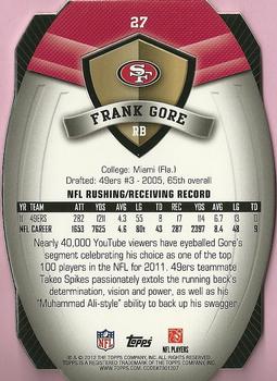 2012 Topps - Game Time Giveaway Die Cut #27 Frank Gore Back
