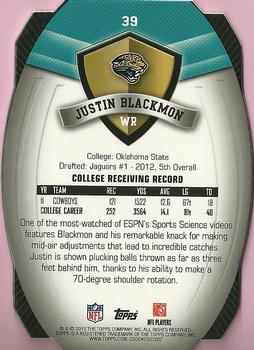 2012 Topps - Game Time Giveaway Die Cut #39 Justin Blackmon Back